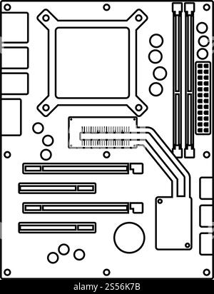 L'icône de la carte mère. Contours Design Simple avec AVC. modifiable Vector Illustration. Illustration de Vecteur