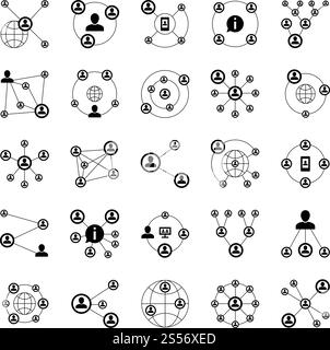 People socia Networks, icônes de connexion de relation intranet. Un nuage humain lie des symboles isolés vectoriels. Lien de personnes en réseau, illustration sociale sur le cloud intranet. People socia Networks, icônes de connexion de relation intranet. Un nuage humain lie des symboles isolés vectoriels Illustration de Vecteur