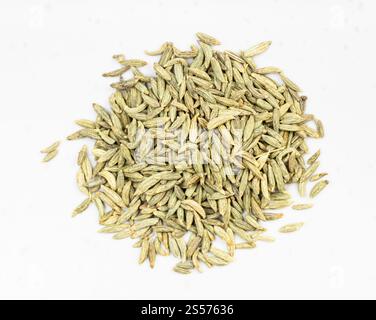 vue de dessus de la pile de graines d'anis en gros plan plaque en céramique grise Banque D'Images