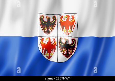 Trentino drapeau de la région du Tyrol du Sud, Italie agitant la collection de bannières. Illustration 3D. Trentino drapeau de la région du Tyrol du Sud, Italie Banque D'Images