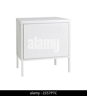 Stand en bois blanc isolé sur blanc. Stand en bois blanc isolé Banque D'Images