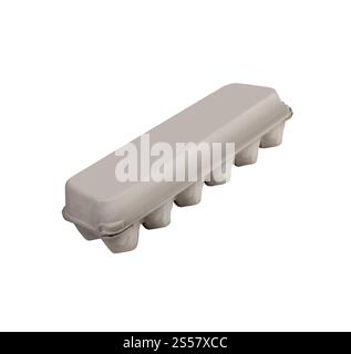 oeufs dans un carton d'oeufs sur un fond blanc Banque D'Images