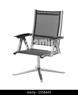 Chaise de bureau moderne cuir noir. Isolé Banque D'Images