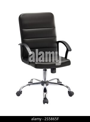 La chaise de bureau en cuir noir Banque D'Images