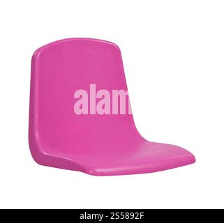 chaise en plastique à l'arrêt de bus isolé sur blanc Banque D'Images