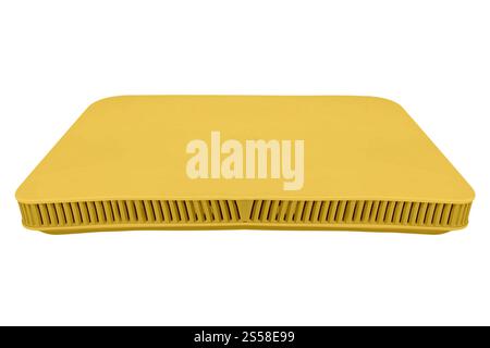 Modem ADSL jaune isolé sur blanc Banque D'Images