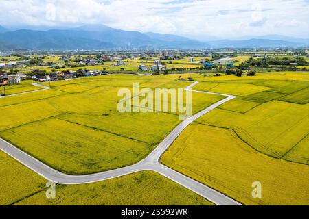 Vue aérienne du village de Sanqi dans le township de Dongshan à Yilan, Taiwan Banque D'Images