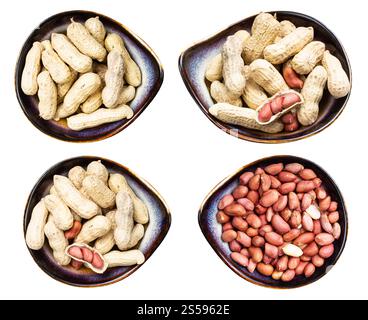 ensemble de différentes arachides isolées sur fond blanc Banque D'Images