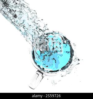 3d les éclaboussures d'eau isolé sur fond blanc Banque D'Images