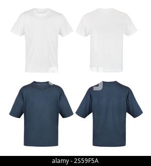 modèle de chemise masculine, noir et blanc isolé sur fond blanc. modèle de chemise masculine, noir et blanc Banque D'Images