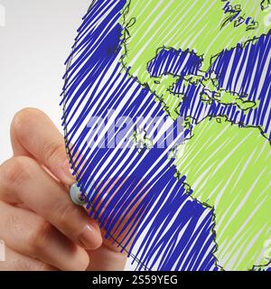 Dessin à la main des femmes en tant que concept de la terre Banque D'Images