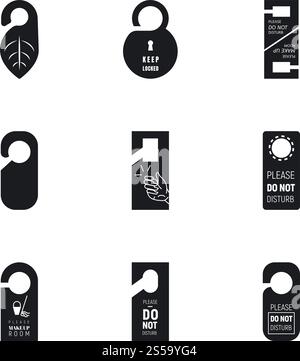 Icône de suspension de porte définie. Ensemble simple de 9 icônes vectorielles de cintre de porte pour la conception Web isolé sur fond blanc. Jeu d'icônes de cintre de porte, style simple Illustration de Vecteur