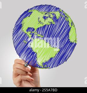 Dessin à la main des femmes en tant que concept de la terre Banque D'Images