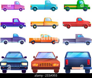 Icônes de ramassage définies. Ensemble de dessins animés d'icônes vectorielles de ramassage pour la conception Web. Icônes de ramassage définies, style de dessin animé Illustration de Vecteur