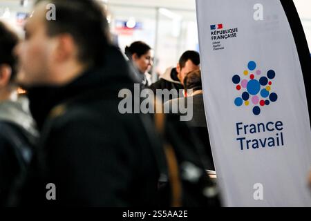 Grand-Quevilly (Nord de la France), le 14 mars 2024 : stand de France travail au salon emplois en Seine. France Banque D'Images