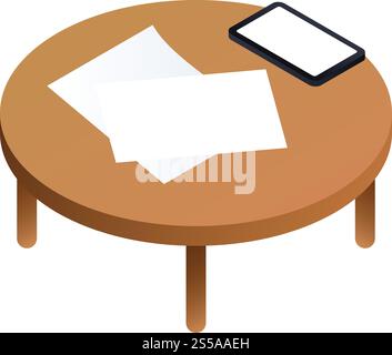 Icône de table ronde. Isométrique de l'icône vectorielle de table ronde pour la conception Web isolé sur fond blanc. Icône de table ronde, style isométrique Illustration de Vecteur