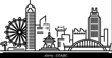 Fond de concept de taipei asiatique. Illustration de l'arrière-plan de concept de vecteur taipei asiatique pour la conception Web. Fond de concept de taipei asiatique, style de contour Illustration de Vecteur