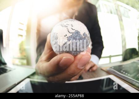 Close up of businessman part montrant la texture le concept monde Éléments de cette image fournie par la NASA Banque D'Images