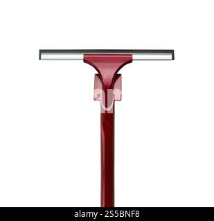 balai à franges pour nettoyer la fenêtre en verre isolé sur fond blanc. balai à franges pour nettoyer les vitres Banque D'Images