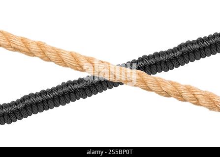cordage noir isolé sur fond blanc. cordage noir Banque D'Images