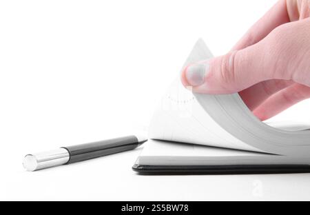 prendre des notes isolées sur fond blanc. prendre des notes Banque D'Images