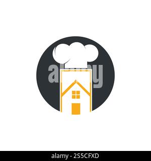 Modèle de conception de logo vectoriel maison de chef. Icône de la maison du chef créatif. Banque D'Images