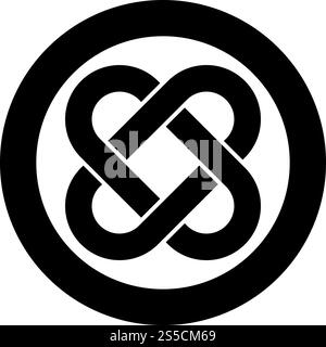 Icône de noeud celtique dans le cercle rond noir illustration vectorielle de couleur noire image simple de style plat. Icône de noeud celtique dans le cercle rond noir illustration vectorielle de couleur noire image de style plat Illustration de Vecteur