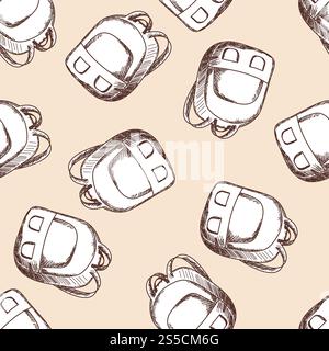 Sac à dos pour l'école sans couture. Sans couture. Doodle Croquis Retour à l'école du design. Vector Illustration. Illustration de Vecteur