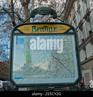 Station de métro Bastille, Bastille, Paris, France Banque D'Images