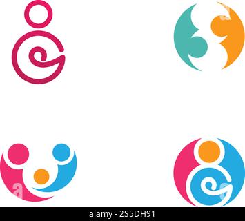 Fanily et Community Care logo modèle icône vectorielle Illustration de Vecteur