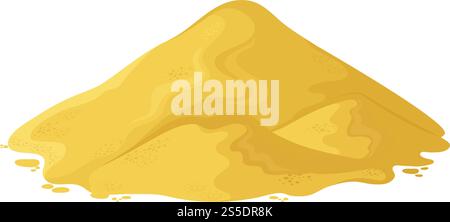 Tas de sable. Pile de ciment ou illustration vectorielle de dessin animé de monticule de sable jaune isolé sur fond blanc. Tas de sable, poudre jaune minérale. Tas de sable. Pile de ciment ou illustration vectorielle de dessin animé de monticule de sable jaune isolé sur fond blanc Illustration de Vecteur