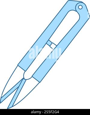 L'icône de la défonceuse couture. Fine ligne de remplissage bleu avec Design. Vector Illustration. Illustration de Vecteur