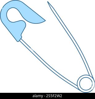 L'icône de la goupille de sécurité sur mesure. Fine ligne de remplissage bleu avec Design. Vector Illustration. Illustration de Vecteur