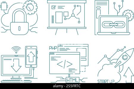 Icône de développement Web. Concepteurs de conception et de code de conception de conception Web symboles de recherche et vecteur seo. Illustration de la gestion de l'optimisation et du développement de la recherche Web. Icône de développement Web. Concepteurs de conception et de code de conception de conception Web symboles de recherche et vecteur seo Illustration de Vecteur
