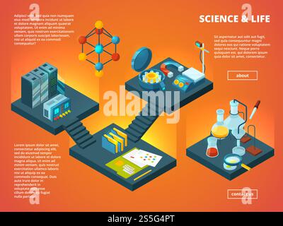 Laboratoire scientifique isométrique. Biologie pharmaceutique ou chimique laboratoire intérieur vecteur 3d images de concept. Illustration de l'expérience médicale, de la science et de la recherche médicale. Laboratoire scientifique isométrique. Biologie pharmaceutique ou chimique laboratoire intérieur vecteur 3d images de concept Illustration de Vecteur