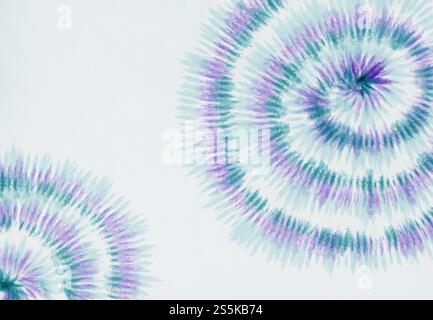Tissu artistique teinture au noeud rayé motif encre fond bohème spirale. Hippie Dye Drawn Tiedye Swirl Shibori tie dye motif abstrait batik sans couture Banque D'Images