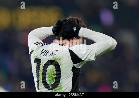 Bergame, Italie du Nord - mardi 14 janvier 2025. Kenan Yildiz de la Juventus pendant le match de football Serie A entre Atalanta et Juventus au stade Gewiss de Bergame, Italie du Nord - mardi 14 janvier 2025. Sport - Soccer . (Photo de Spada/Lapresse) crédit : LaPresse/Alamy Live News Banque D'Images