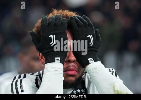 Bergame, Italie du Nord - mardi 14 janvier 2025. Weston McKennie de la Juventus pendant le match de football Serie A entre Atalanta et Juventus au stade Gewiss de Bergame, Italie du Nord - mardi 14 janvier 2025. Sport - Soccer . (Photo de Spada/Lapresse) crédit : LaPresse/Alamy Live News Banque D'Images