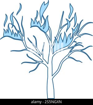 L'icône de forêt. Fine ligne de remplissage bleu avec Design. Vector Illustration. Illustration de Vecteur