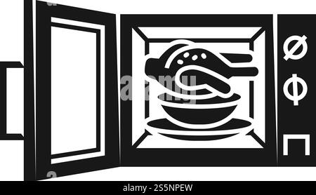 Icône poulet au micro-ondes. Illustration simple de poulet dans l'icône vectorielle de micro-ondes pour la conception de web isolé sur fond blanc. Poulet dans l'icône micro-ondes, style simple Illustration de Vecteur