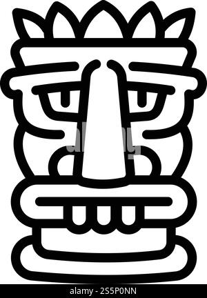 Icône d'idole tiki de plage. Icône vectorielle Outline tiki idol de plage pour la conception Web isolé sur fond blanc. Icône d'idole tiki de plage, style de contour Illustration de Vecteur