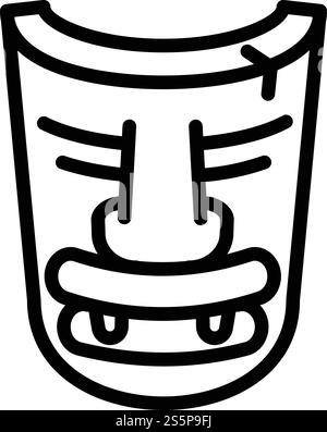 Icône de masque d'idole en bois. Icône vectorielle de masque d'idole en bois pour la conception Web isolé sur fond blanc. Icône de masque d'idole en bois, style de contour Illustration de Vecteur