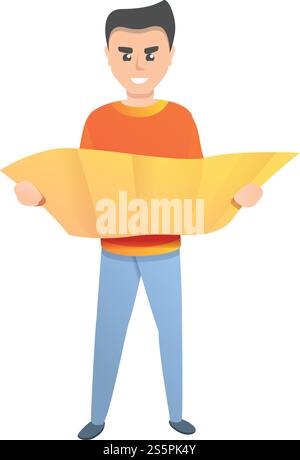 Man Take Quest map icon. Dessin animé de l'homme prendre l'icône de vecteur de carte de quête pour la conception de Web isolé sur fond blanc. Homme prendre l'icône de carte de quête, style de dessin animé Illustration de Vecteur