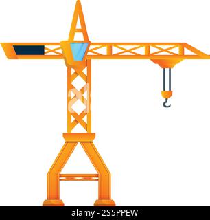 Icône de grue de construction jaune. Dessin animé de l'icône de vecteur de grue de construction jaune pour la conception Web isolé sur fond blanc. Icône de grue de construction jaune, style de bande dessinée Illustration de Vecteur