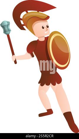 Icône de gladiateur de combat romain. Dessin animé de l'icône de vecteur de gladiateur de combat romain pour la conception de Web isolé sur fond blanc. Icône de gladiateur de combat romain, style de bande dessinée Illustration de Vecteur