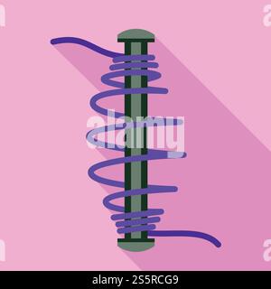 Bobine sur icône métallique. Illustration plate de la bobine sur l'icône de vecteur métallique pour la conception de Web. Bobine sur icône en métal, style plat Illustration de Vecteur