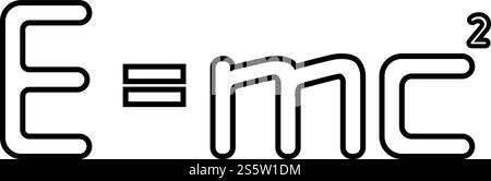 E=mc carré formule d'énergie loi physique E=mc? Signe e égalité mc 2 concept d'éducation théorie de la relativité icône contour noir couleur vectorielle illustration style plat image simple Illustration de Vecteur