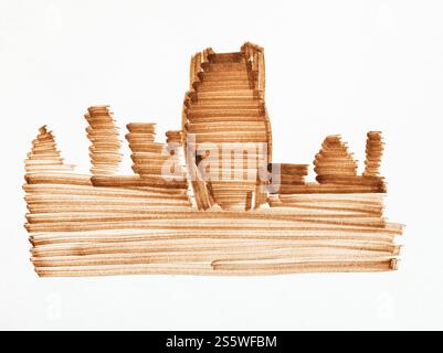 esquisse dessinée à la main de formation de gratte-ciel sur papier blanc par le stylo marqueur brun large Banque D'Images