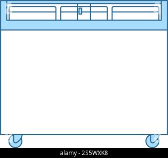 Congélateur Mobile supermarché Icône. Fine ligne de remplissage bleu avec Design. Vector Illustration. Illustration de Vecteur
