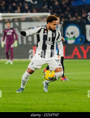 Weston McKennie en action lors du match de Serie A entre Atalanta et Juventus le 14 janvier 2025 au Gewiss Stadium de Bergame, en Italie Banque D'Images